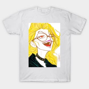 blonde vampire ecopop in artsy style of dark in city nights T-Shirt